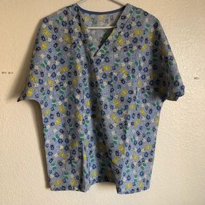 Scrub top- flowers and butterflies